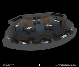 The officers' lounge provides a quiet, comfortable place to rest near the main bridge.